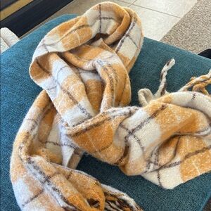 Plaid Orange and Cream Scarf